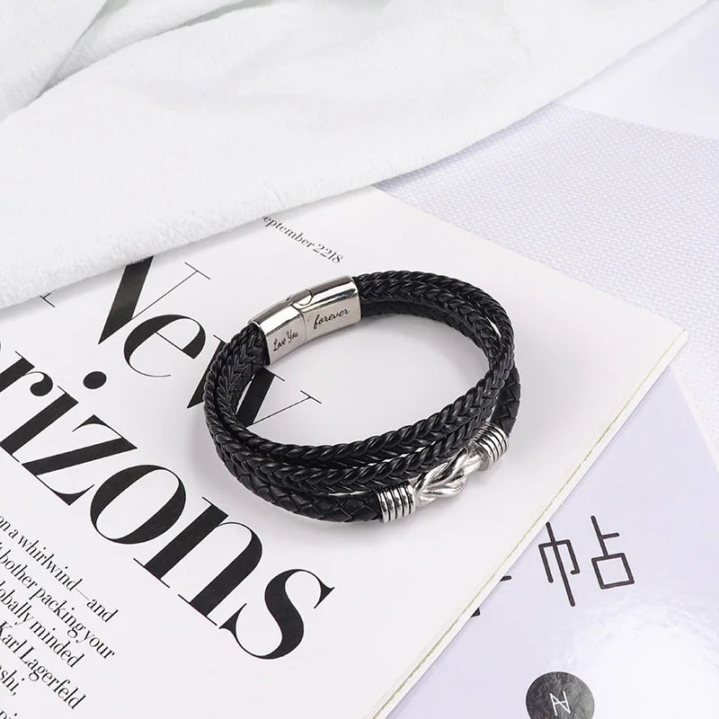 Infinity Knot Pu Leather Bracelet Together