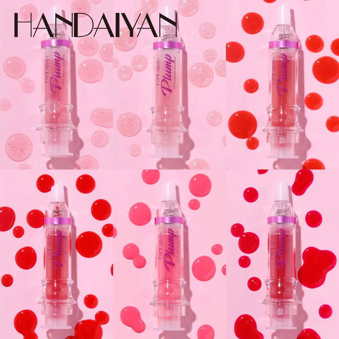 Handaiyan Lip Plumping Booster Sexy Plumper Glitter Red Nude Lipstick Liquid Waterproof Moisturize Oil Lipgloss Makeup