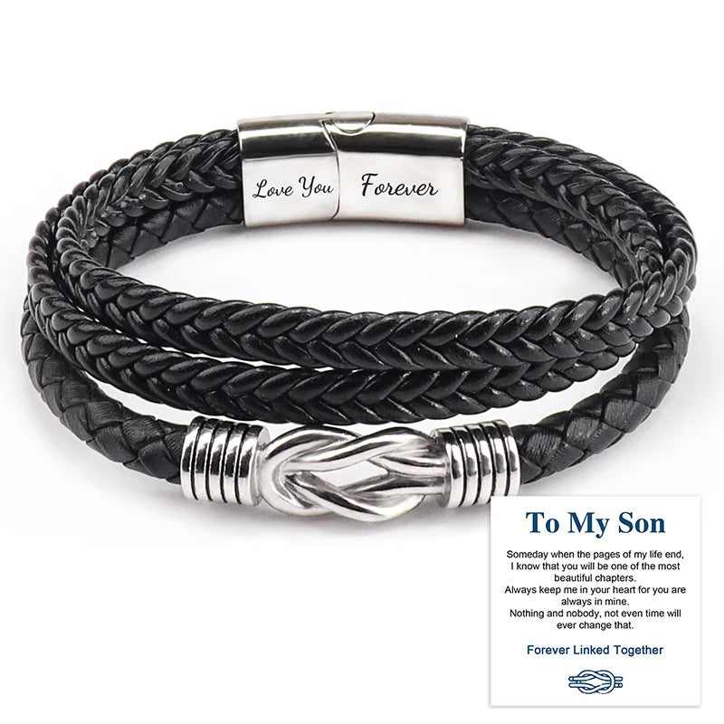 Infinity Knot Pu Leather Bracelet Together