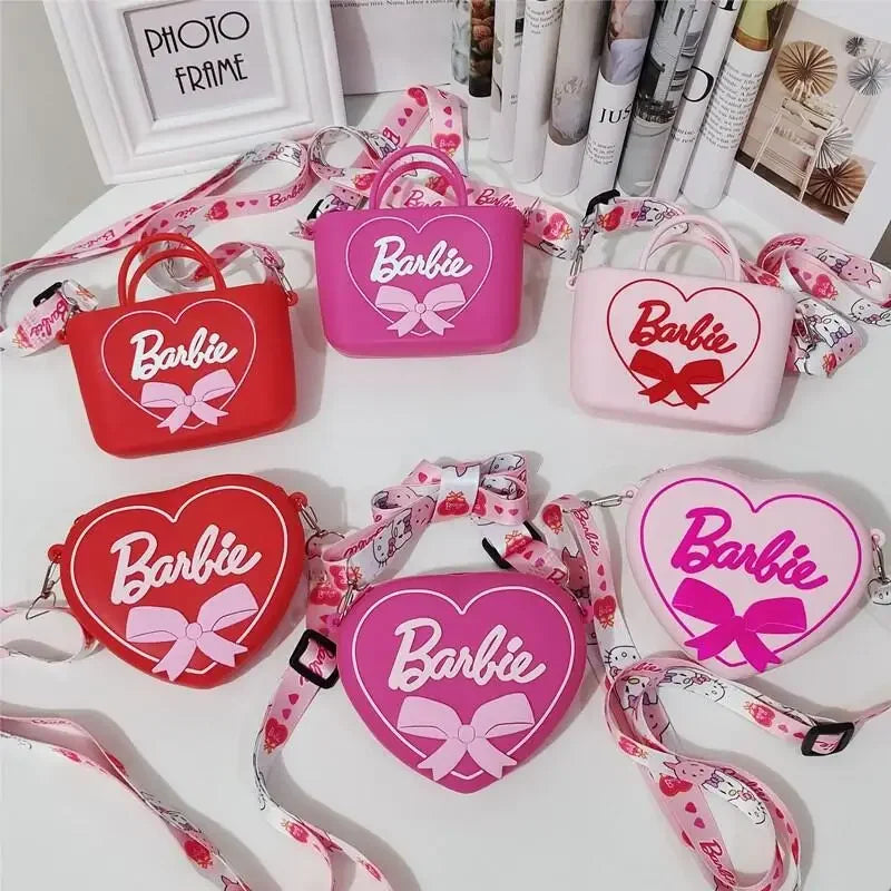 Cute Pink Barbie Bag Girls Silicone Zero Wallet Fashion Women Lipstick Bag Charm Bluetooth Earphone Bags Ornaments Toys Gifts