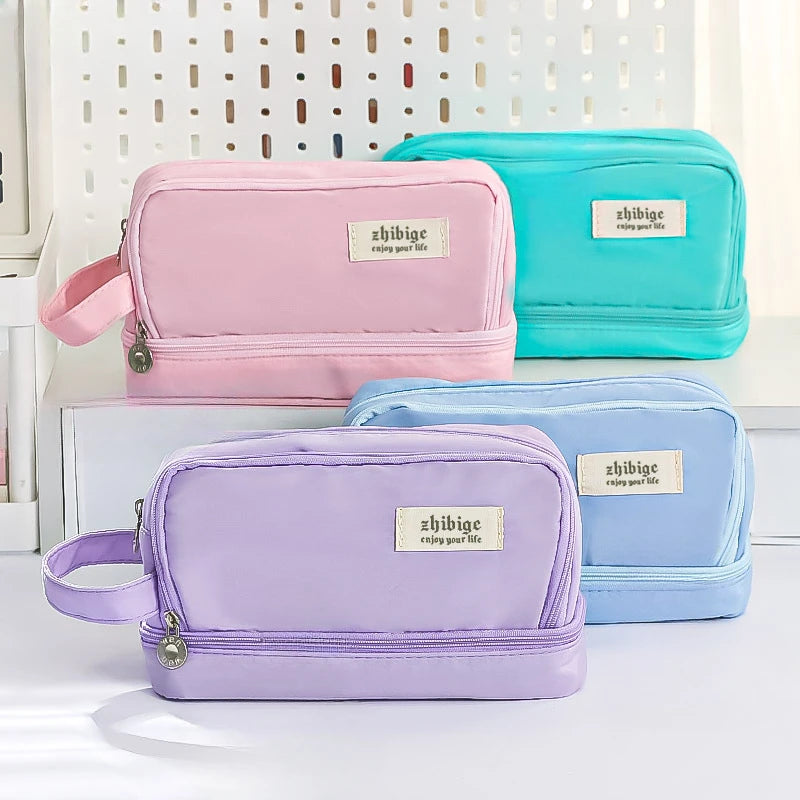 Dopamine Student Large Capacity Multi functional Pen Case Pen Bag Macaron Colored Cute Pen Case Storage Bag