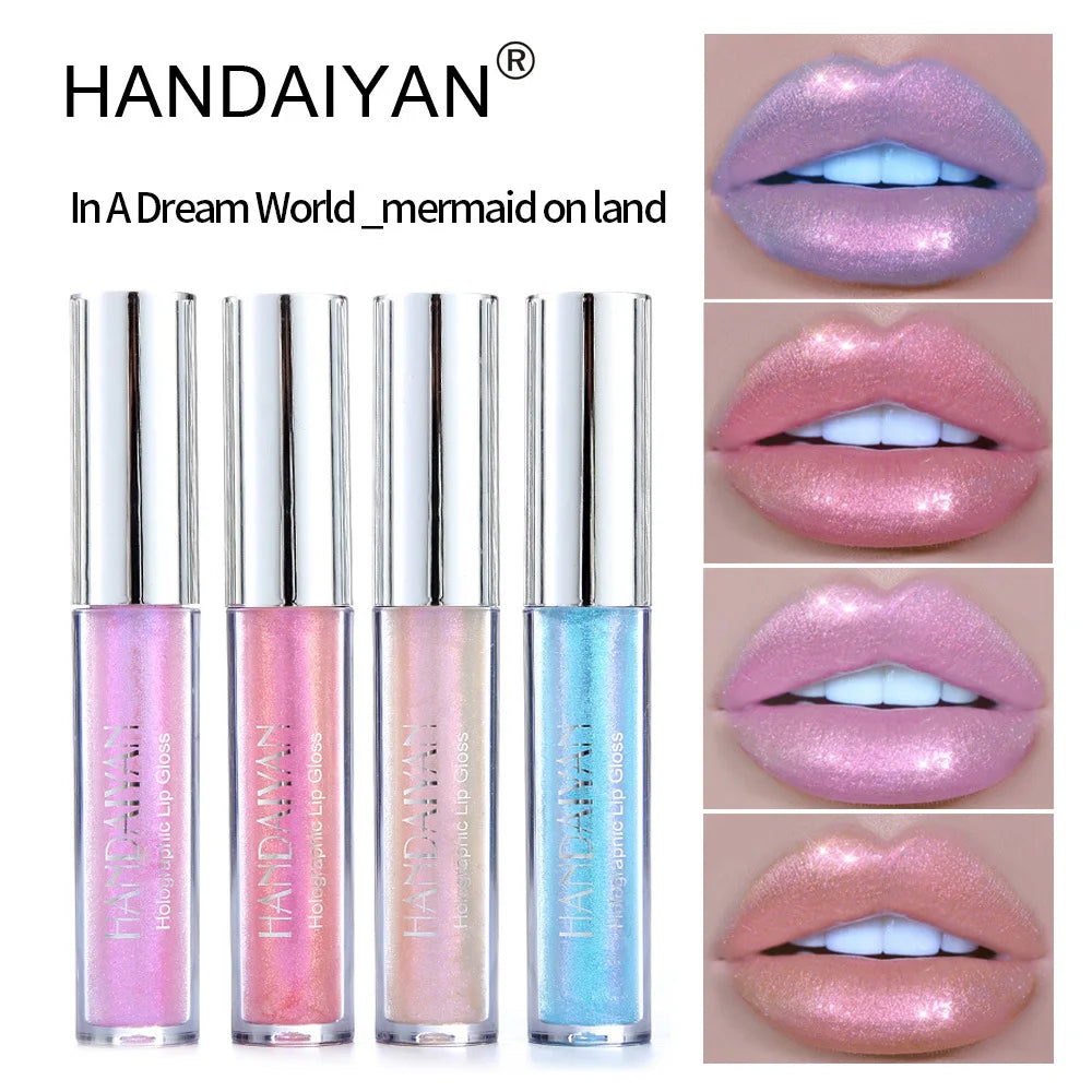 Handaiyan Lip Gloss Longlasting Glitter Lip Glaze Lipstick Liquid Waterproof Moisturize Luminous Shimmer Shiny Lipgloss Makeup