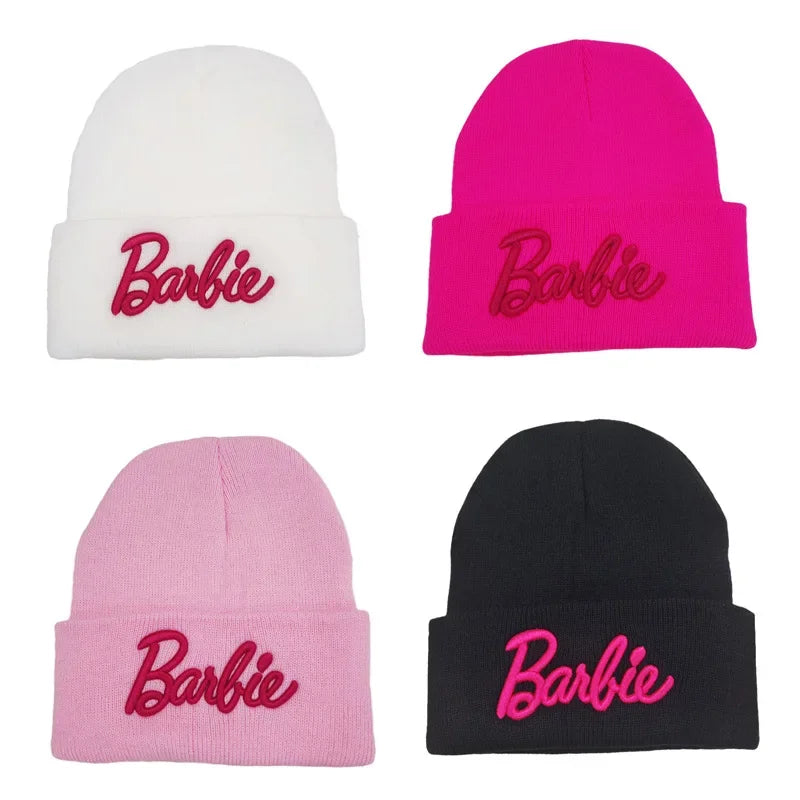 Barbie Anime Embroidery Knitted Hat Kawaiik Fashion Girls Boys Casual Warm Beauty Beanie Cap Autumn Winter Woolen Hats Gifts