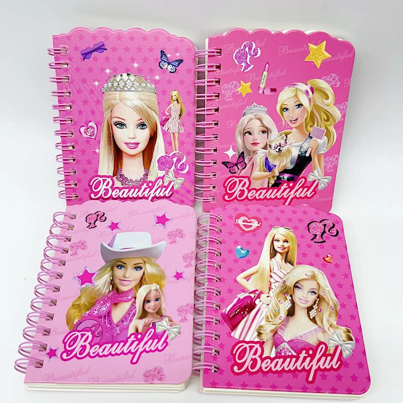 Barbie Mini Notebook Girl Heart Study Coil Book Student Cute Cartoon Pink Girl Book Kids Stationery Back To School Supplies