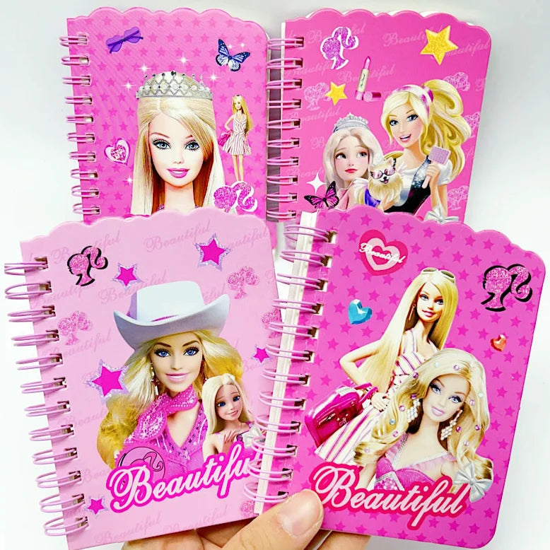 Barbie Mini Notebook Girl Heart Study Coil Book Student Cute Cartoon Pink Girl Book Kids Stationery Back To School Supplies