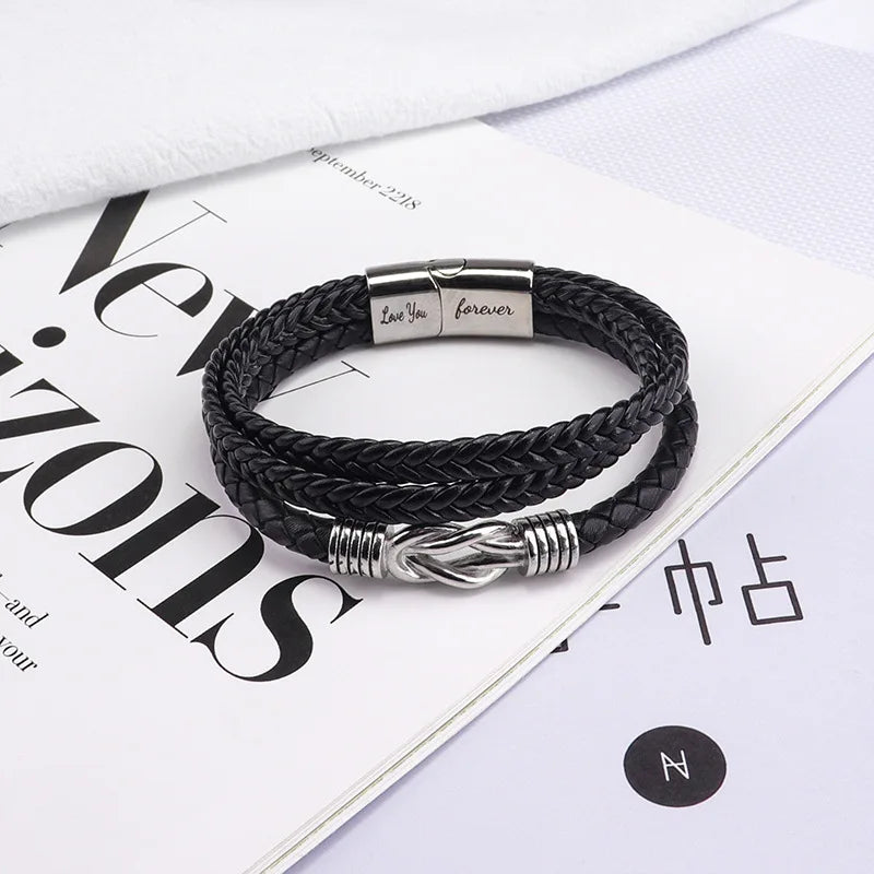 Infinity Knot Pu Leather Bracelet Together