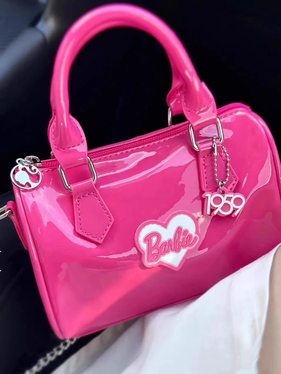 Barbie Girl Bright Niche Design Shoulder Bag Female 2023 New Handbag Horizontal Diagonal Bag Female