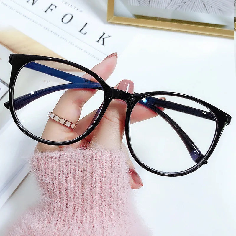 Transparent Computer Glasses Frame Women Men Anti Blue Light Round Glasses Blackout Glasses Optical Glasses Lenses